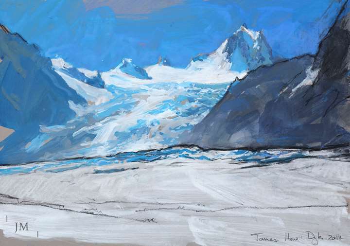 Looking up the Glacier du Tacul to the Tour Ronde, Chamonix